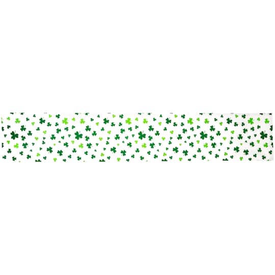 72" White & Green Shamrock St. Patrick's Day Table Runner